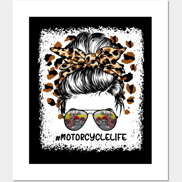 Biker Hair Don't Care Biker Women Messy Bun Mother's Day Wall Art by Gendon Design